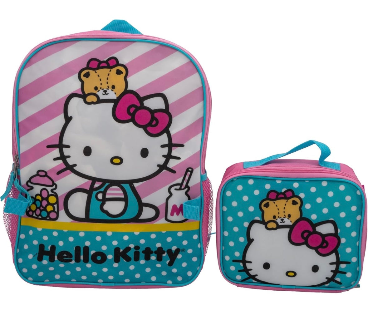 hello kitty backpack and lunchbox 16” Hello Kitty 2 Piece Backpack Set – First Stop Liquidators