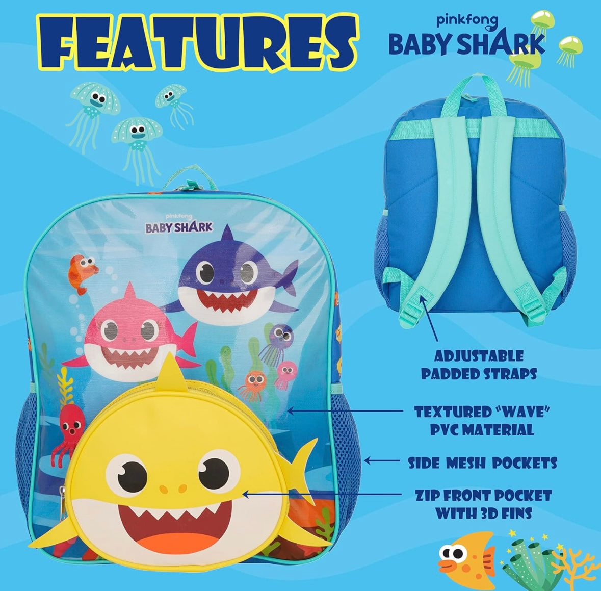 14” Baby Shark Backpack