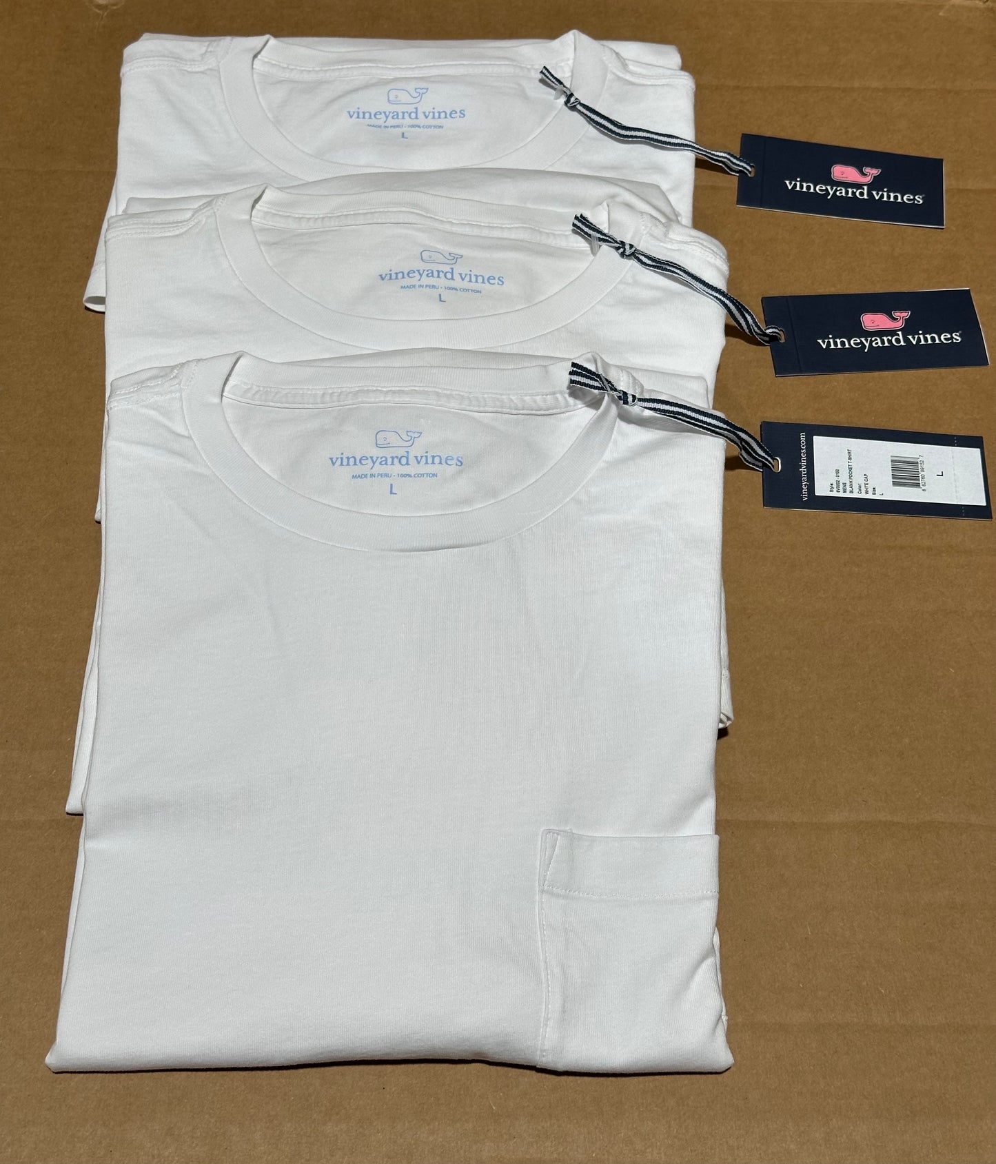 Pack of 3 Men’s VV White Crew Neck Pocket Tee