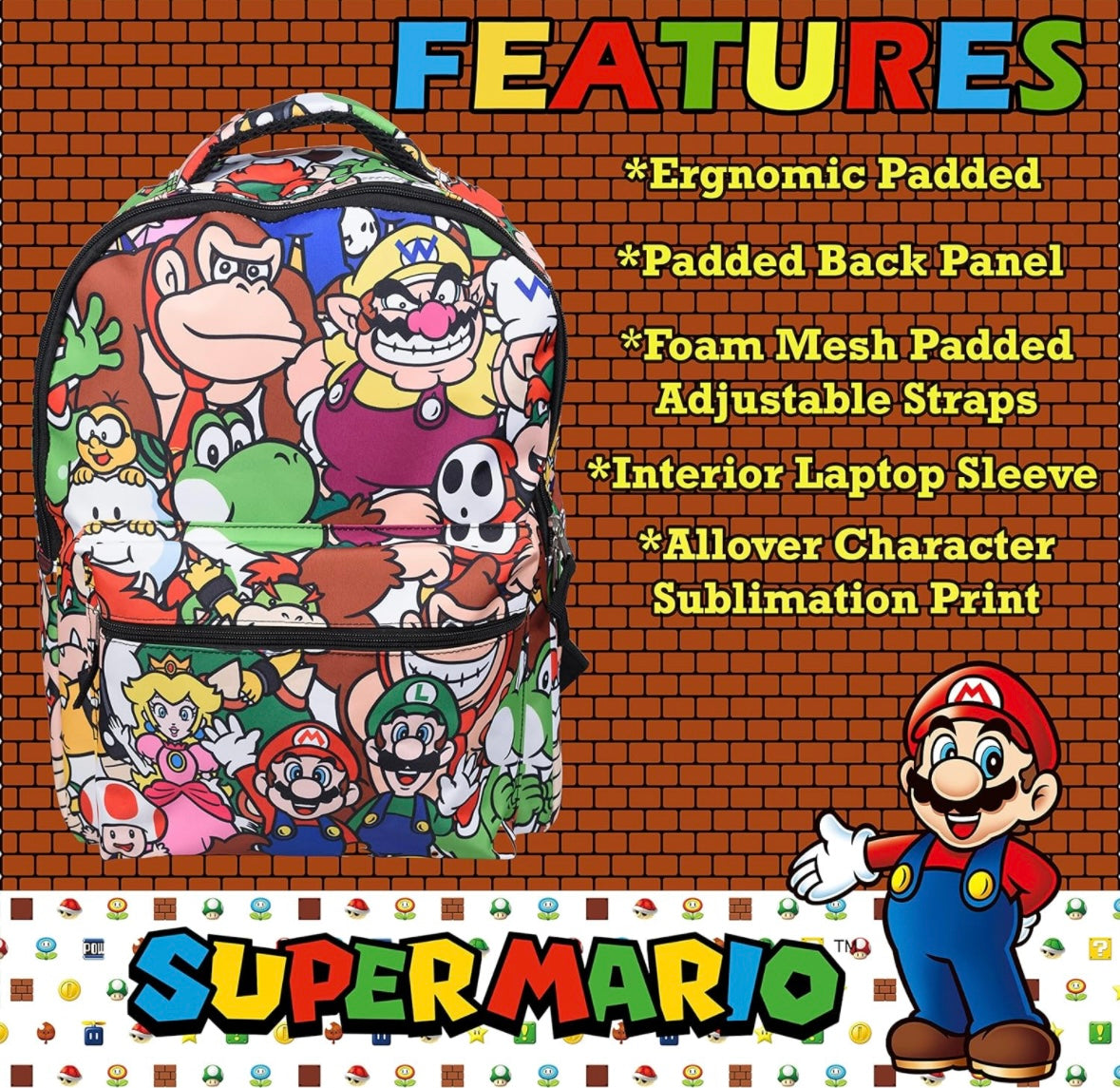 16” Super Mario Backpack