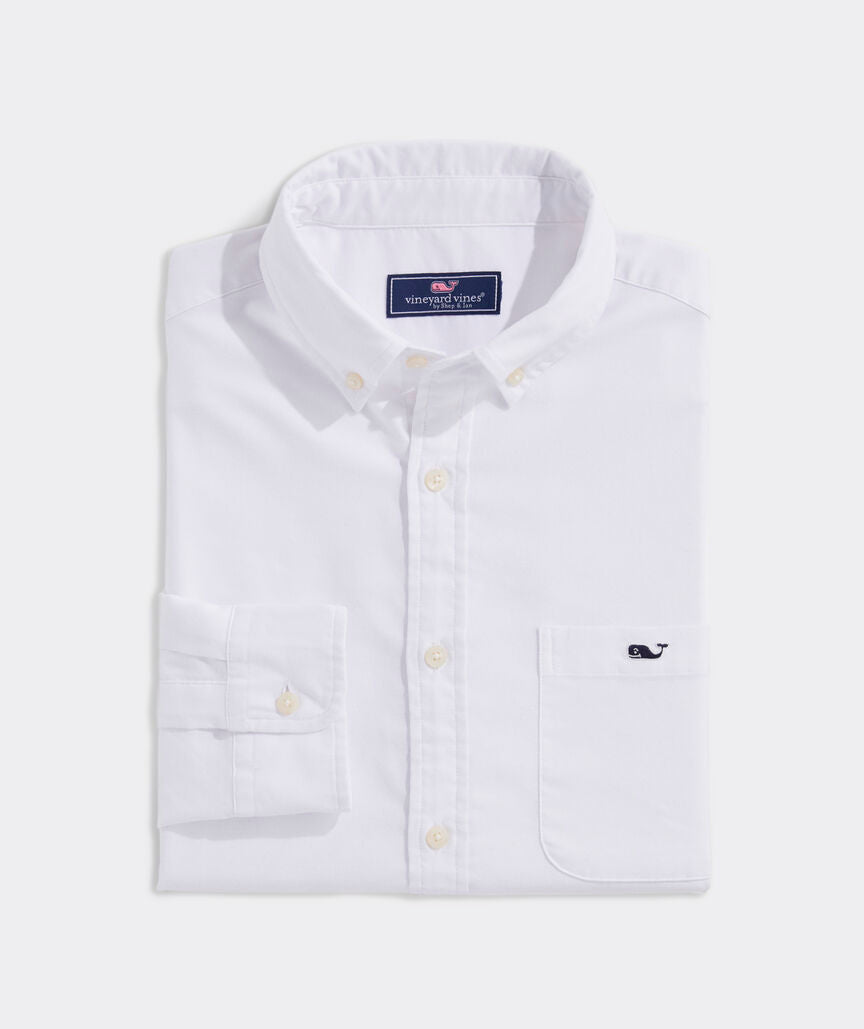 Men’s VV Oxford Solid Shirt With Embroidered Chest Pocket