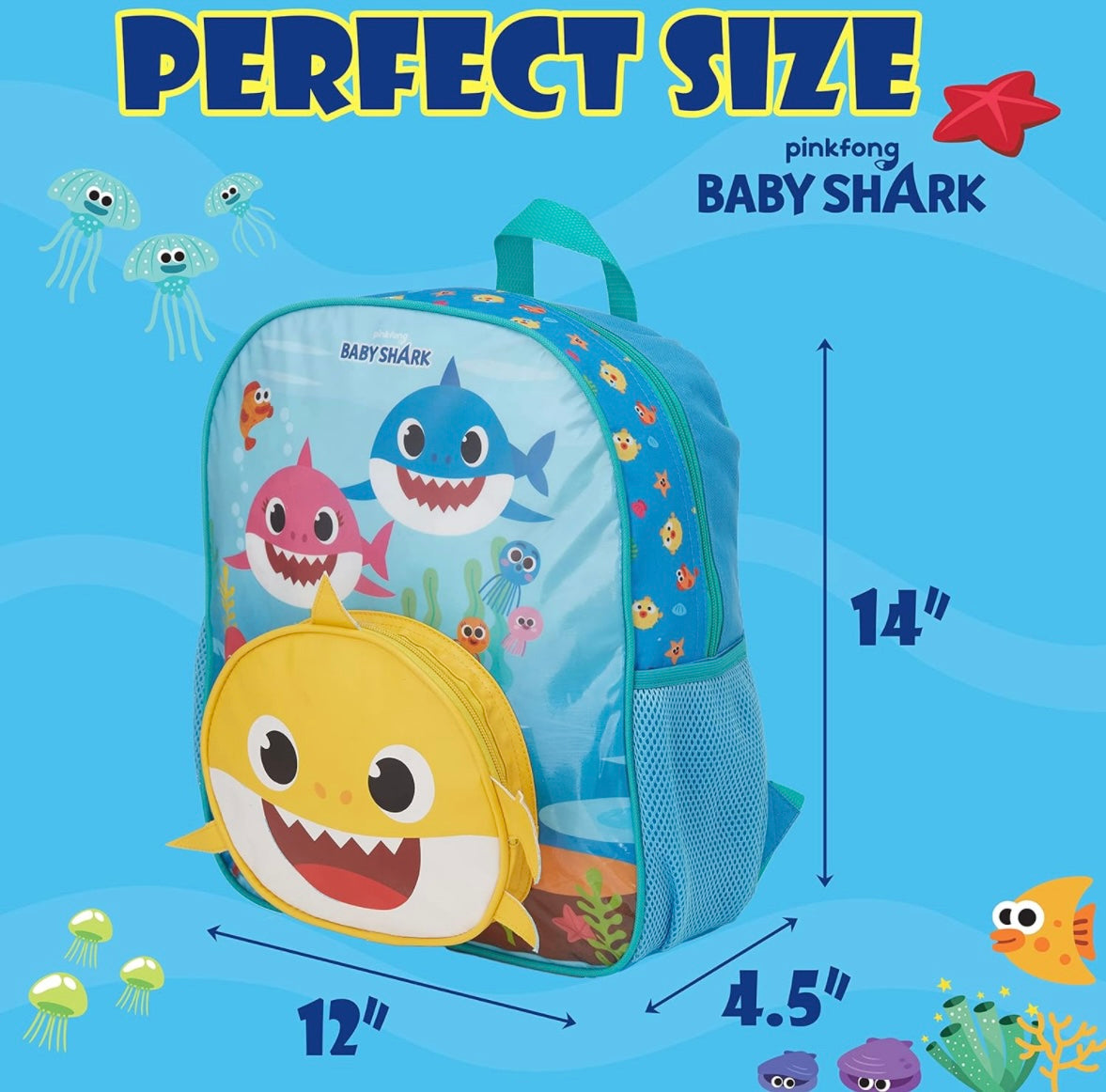 baby shark travel backpack 14” Baby Shark Backpack – First Stop Liquidators