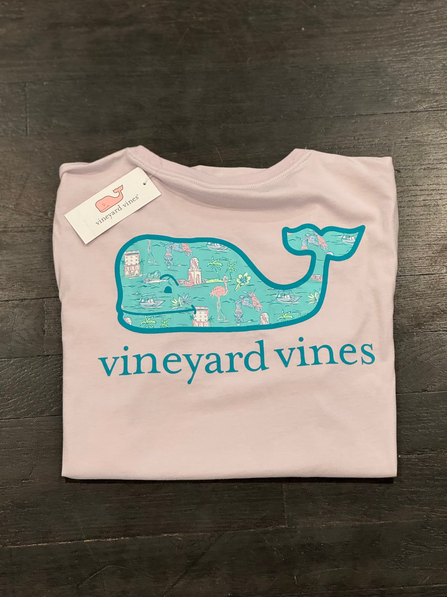 Women’s VV Palm Beach Whale Short Sleeve Pocket Tee (Lavender)