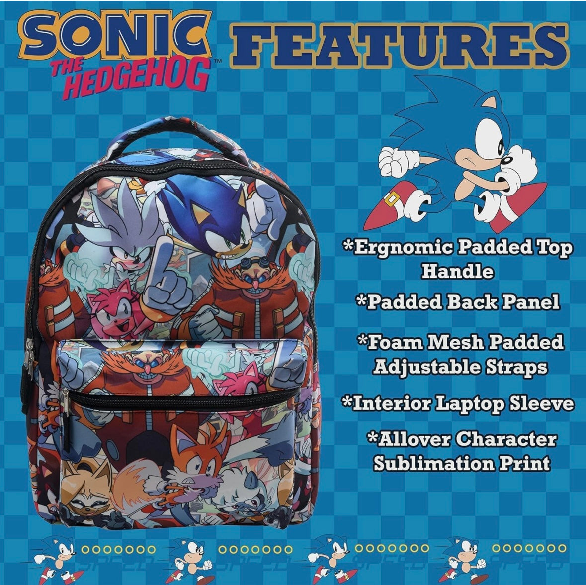 16” Sonic The Hedgehog Backpack