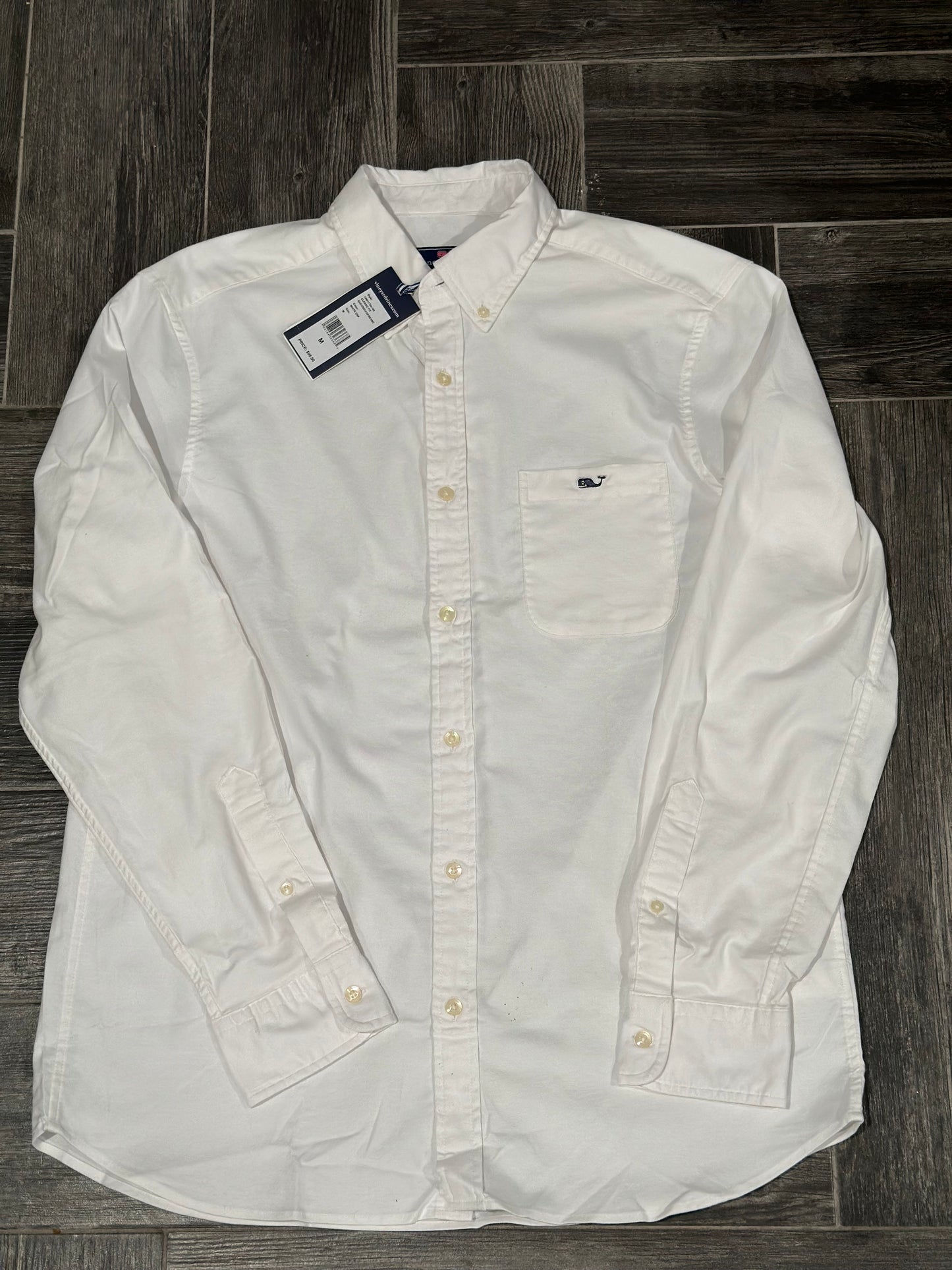 Men’s VV Oxford Solid Shirt With Embroidered Chest Pocket