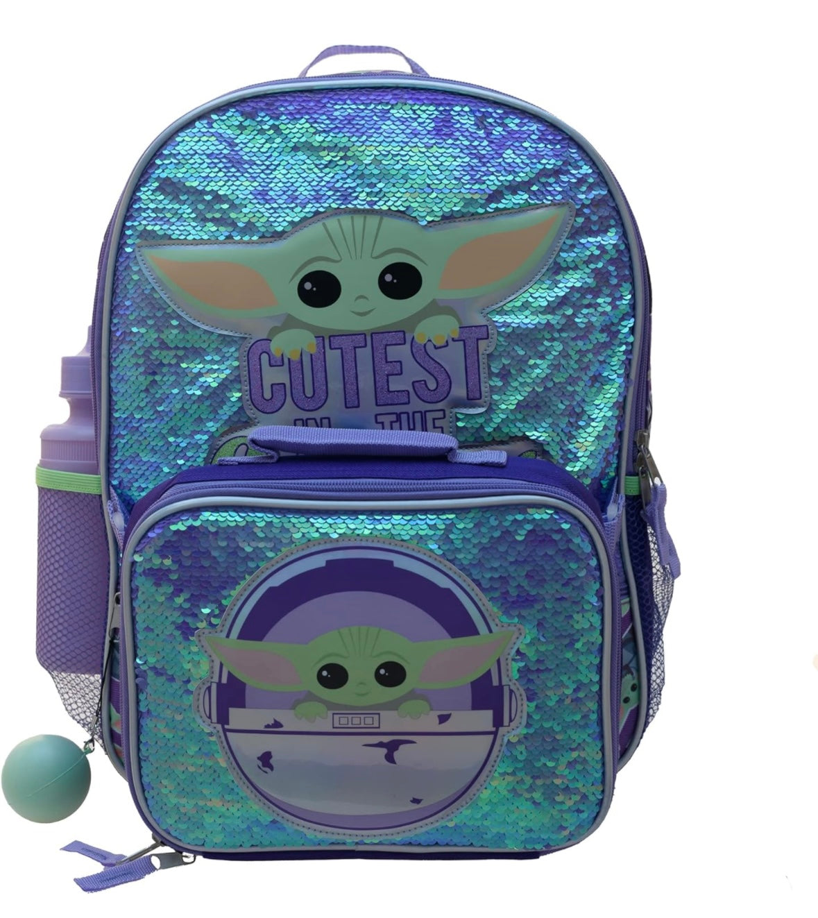 16” Baby Yoda 4 Piece Backpack Set Sequin Flip