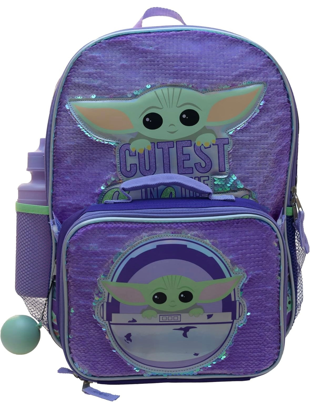 16” Baby Yoda 4 Piece Backpack Set Sequin Flip