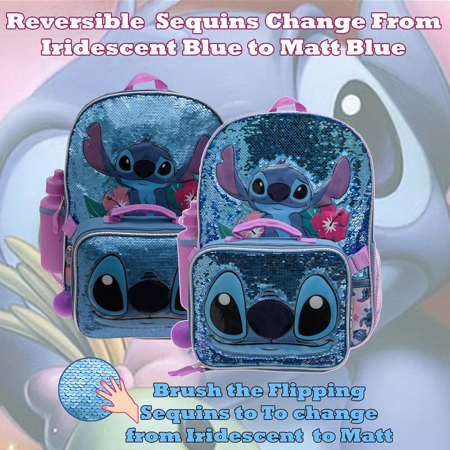 16" Lilo & Stitch Girls 4 Piece Backpack Set