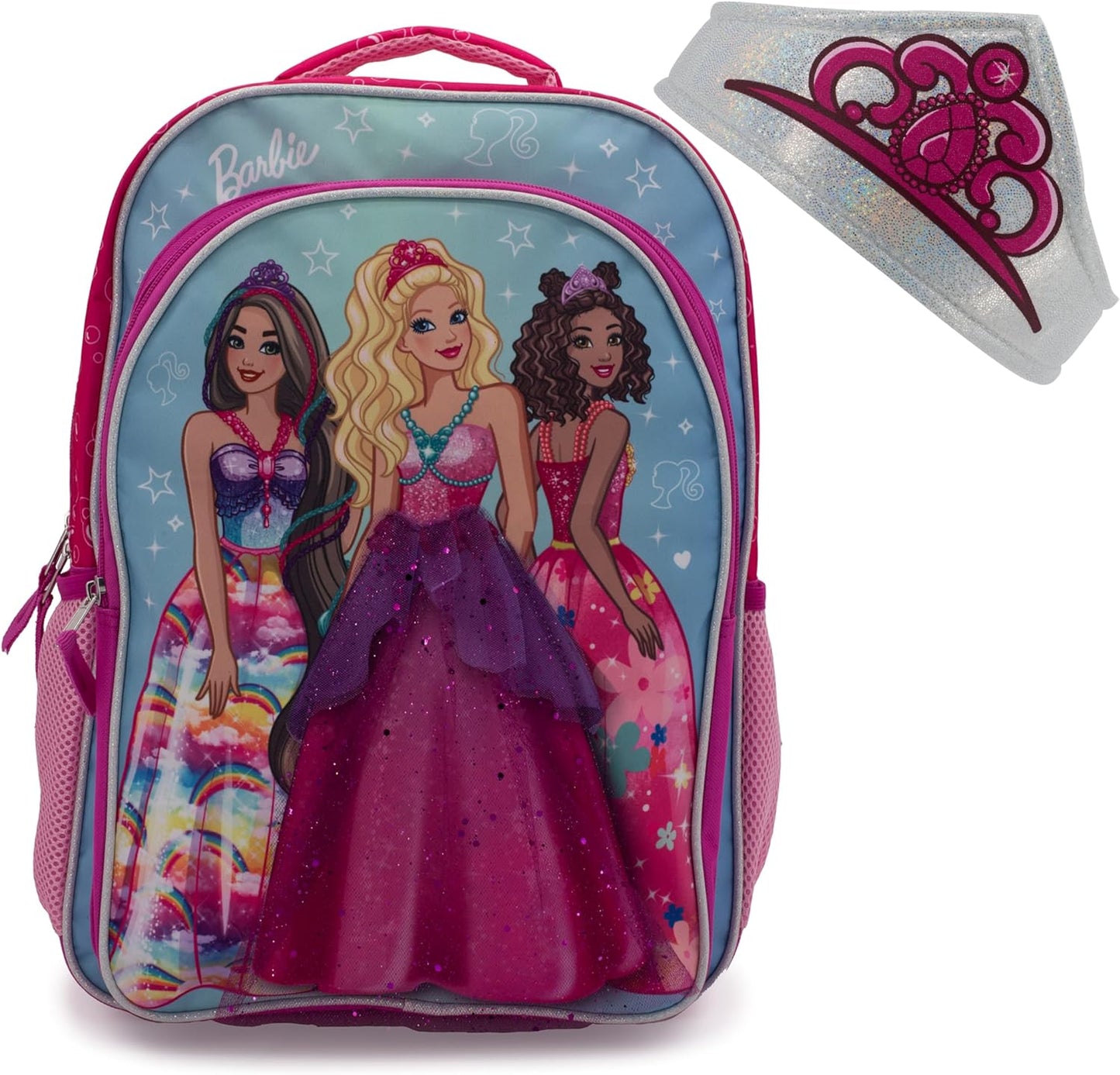 16" Barbie & Friends Backpack w 3D skirt And Metallic Tiara